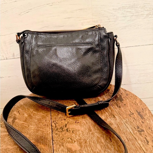 MICHAEL KORS Julia Women MK MD Messenger Bag Purse Black Leather Gold 38H8XJQM2L - Picture 2 of 8